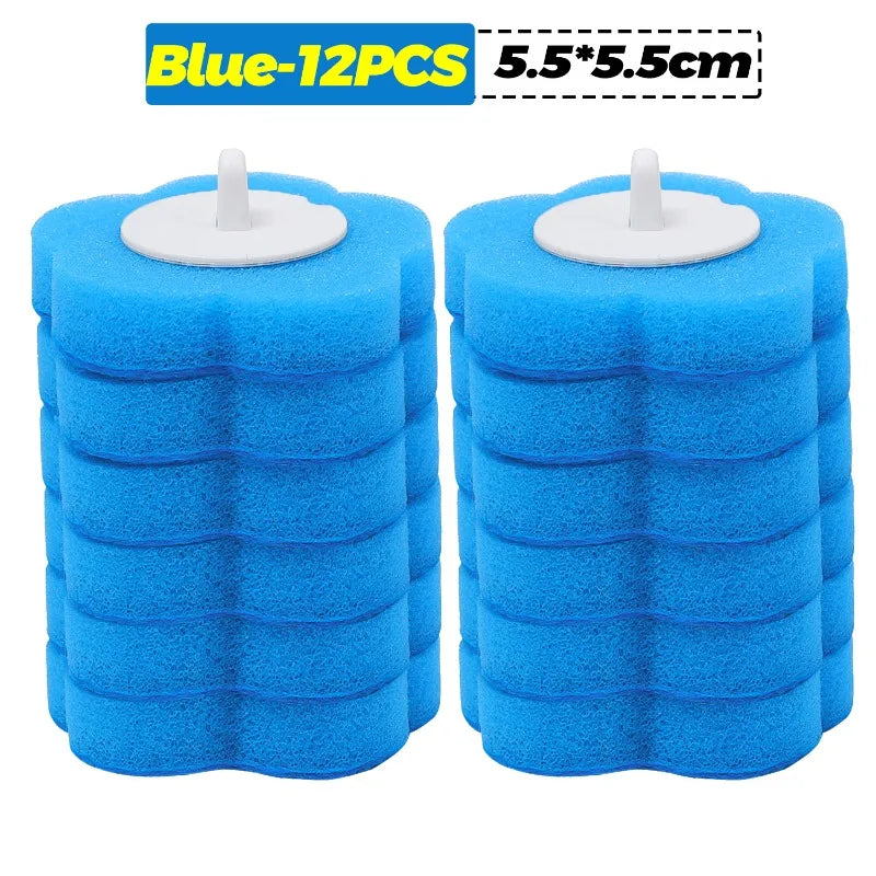 6-60PCS Toilet Disposable Replacement Head Foam Cleaning Sponges Heads Toilet Brush Refills No Dead Angle Bathroom Brush Heads