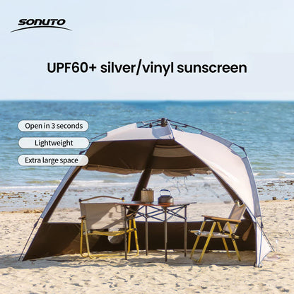 Sonuto Outdoor 3-4P One-Touch Camping Tent Quick Automatic Opening Beach Fishing Tent