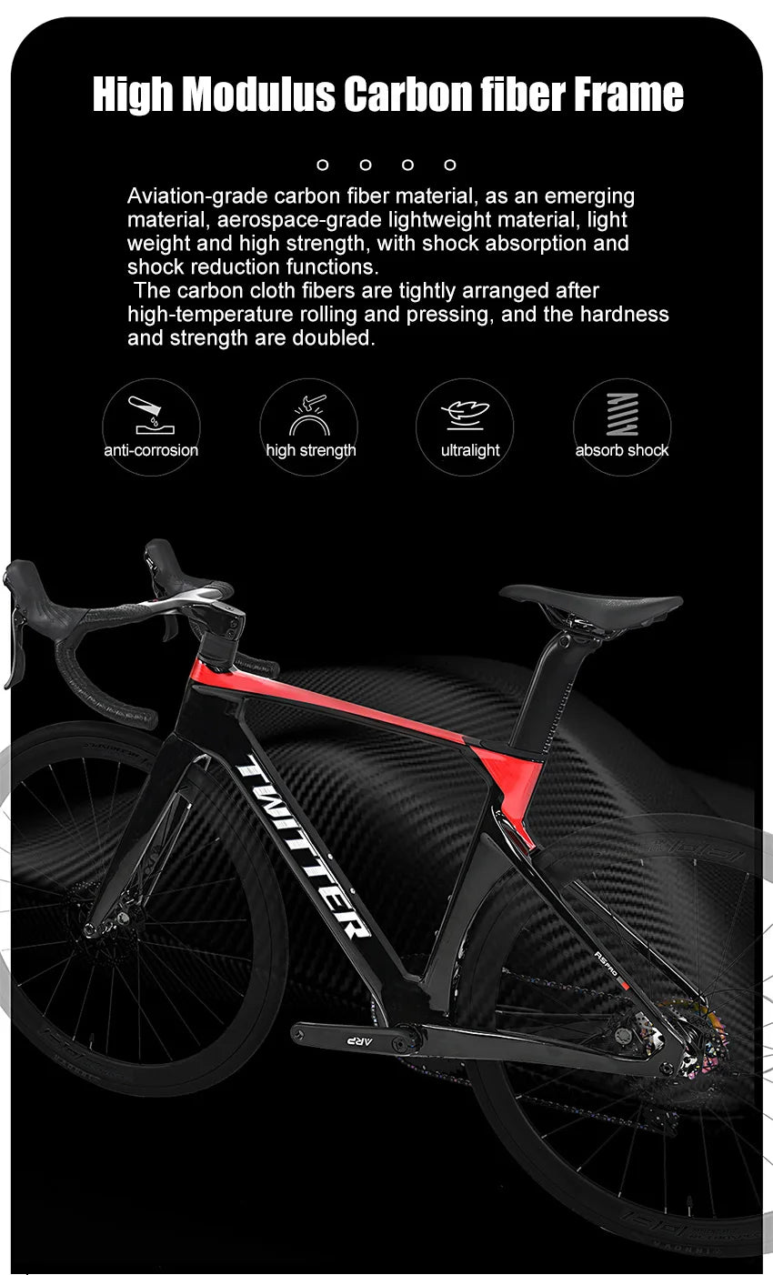 Cheap Mechanical Shifting Carbon Road Disc Bike 700*28C RS-24S Hydraulic Brake Racing Bicycle With Carbon 3K Handlebar For Sale