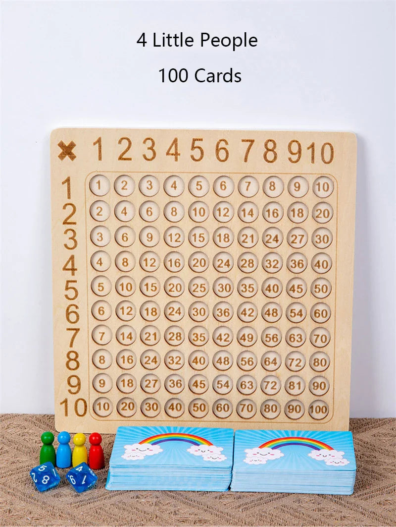 99 Multiplication Board Game Wooden Montessori  Kids Learning Educational Toys Math Counting Hundred Board Interactive Thinking