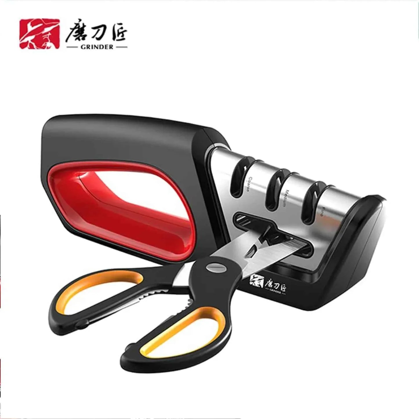 Four in one kitchen sharpener restores serrated blade knives and scissors, diamond tungsten steel