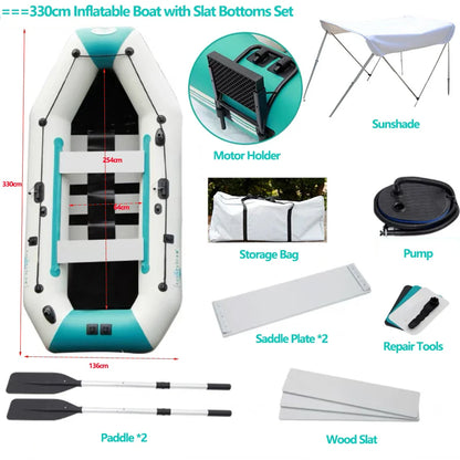 2.0~3.6m Inflatable Boat Air Deck Set 2+1 Air Chamber 0.9mm Thickened PVC 3-layer Mesh Wear Resistance Kayaks LUYA Fishing Boat