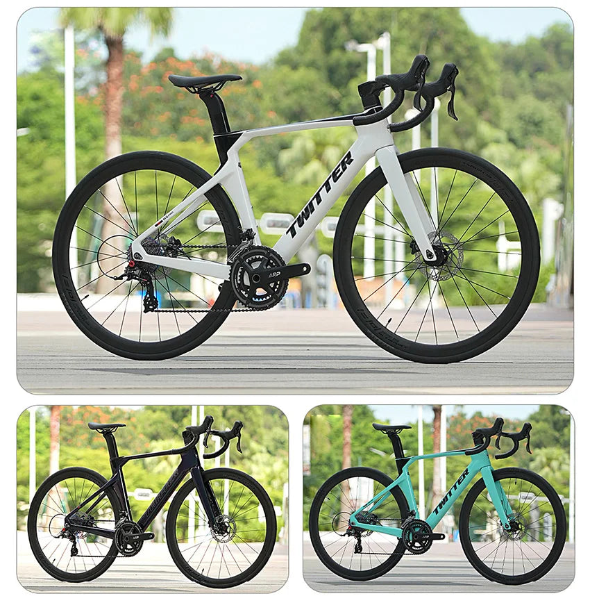 Cheap Mechanical Shifting Carbon Road Disc Bike 700*28C RS-24S Hydraulic Brake Racing Bicycle With Carbon 3K Handlebar For Sale