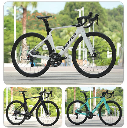 Cheap Mechanical Shifting Carbon Road Disc Bike 700*28C RS-24S Hydraulic Brake Racing Bicycle With Carbon 3K Handlebar For Sale