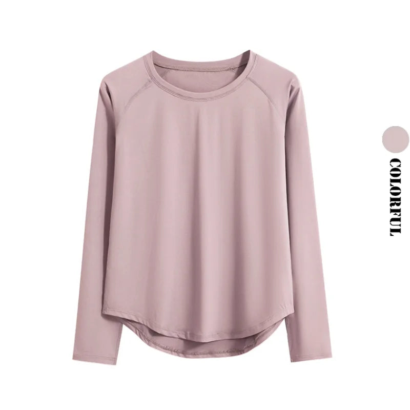 DRUR Long Sleeve Gym Top Women Breathable Quick Dry Workout T-shirt Loose Fit Running Tee Yoga Clothing Sportswear Activewear New