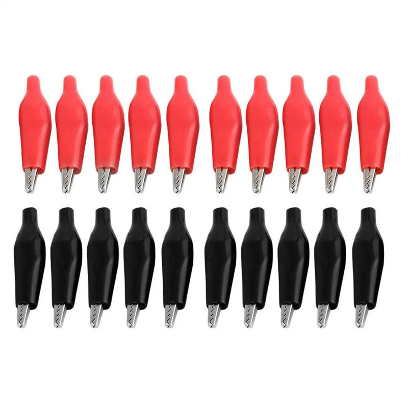 20 Pcs Crocodile type Clip 28MM Black Red Blue Black Yellow Soft Plastic Coated Testing Probe Mini Alligator Test Clips
