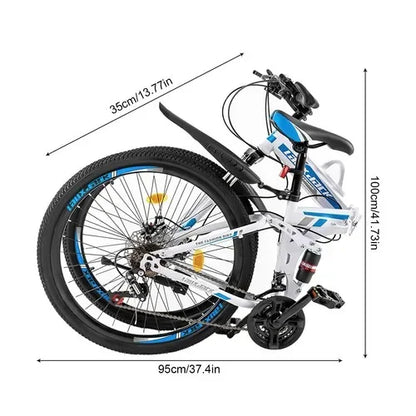 26" Foldable Mountain Bike for Men - 21-Speed All-Terrain Commuter with Dual Disc Brakes