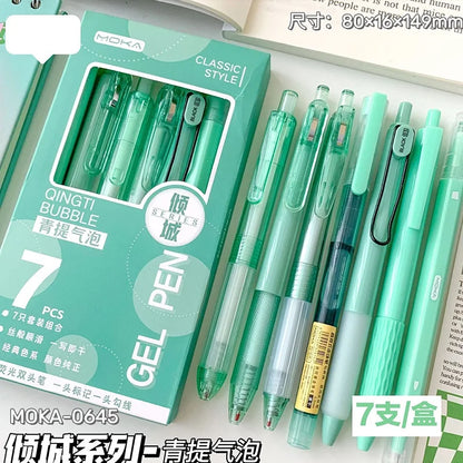 7Pcs/Box Minimalist Transparent 0.5mm Gel Pens Fashion Office Signature Pen Creative Multifunction School Supplies