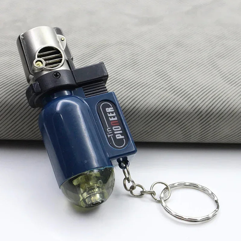 2PCS New Windproof Jet Torch Butane Lighter Portable BBQ Outdoor Ignition Survival Tool Keychain Cigarette Tool Lighters for Men