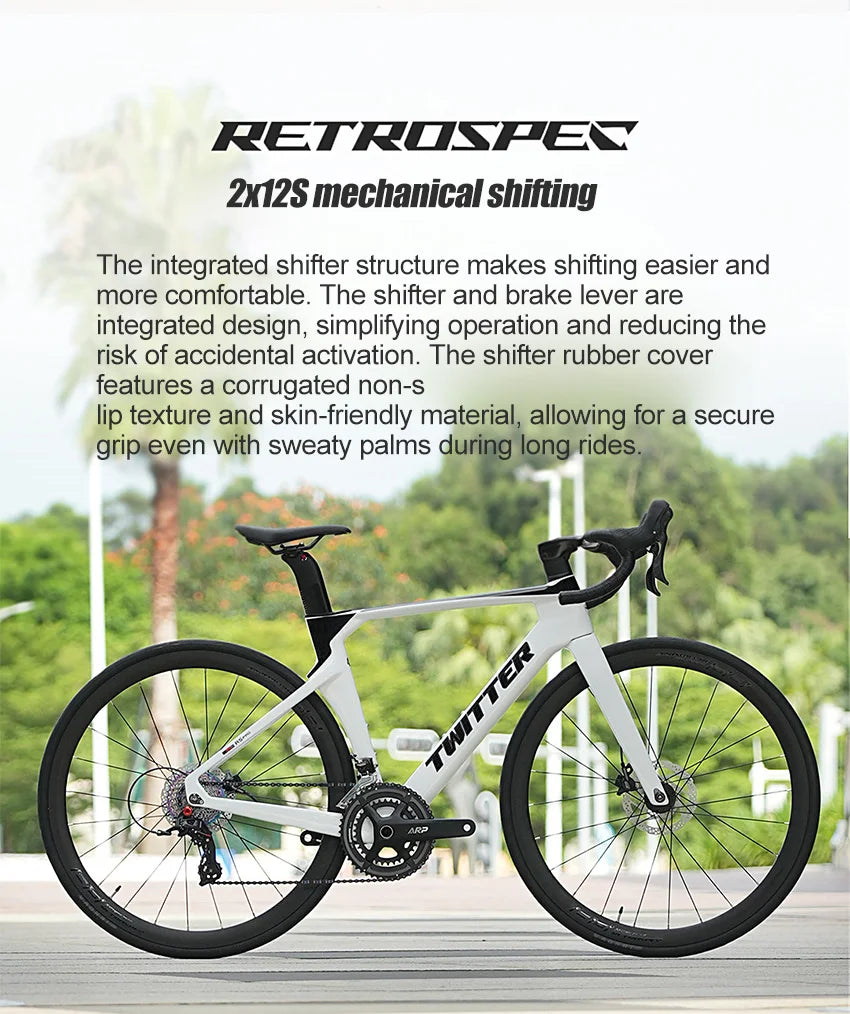 Cheap Mechanical Shifting Carbon Road Disc Bike 700*28C RS-24S Hydraulic Brake Racing Bicycle With Carbon 3K Handlebar For Sale