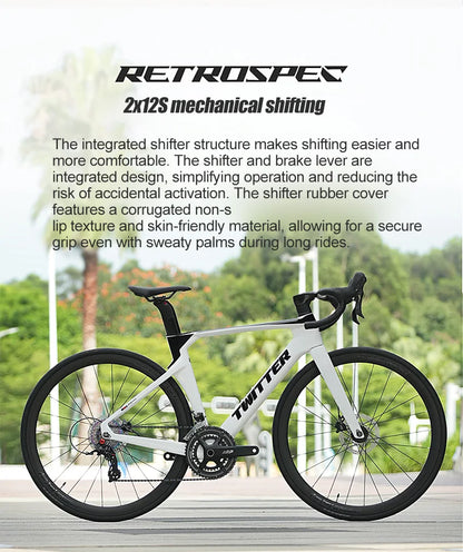 Cheap Mechanical Shifting Carbon Road Disc Bike 700*28C RS-24S Hydraulic Brake Racing Bicycle With Carbon 3K Handlebar For Sale