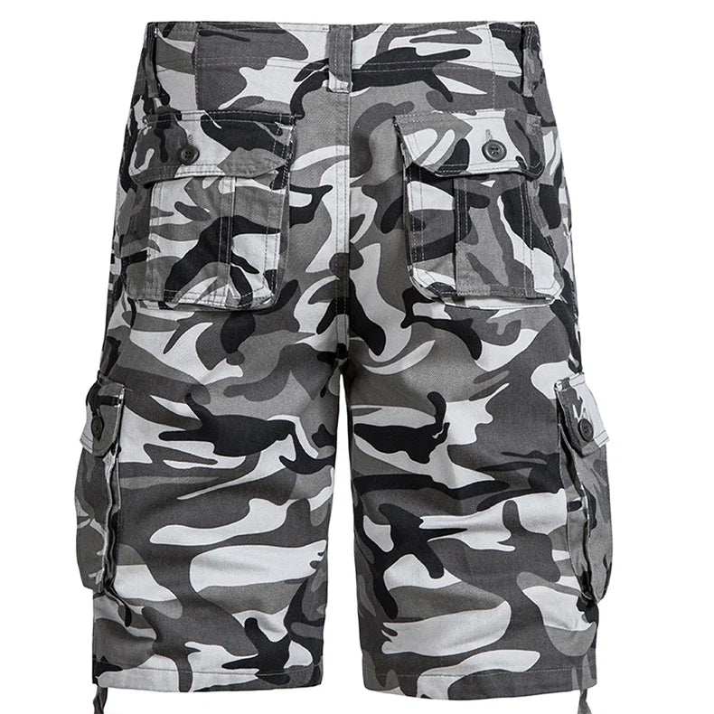Men's Camo Cargo Shorts – Breathable Cotton Outdoor Sports Half Pants with Side Pockets