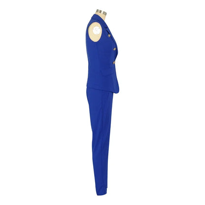 Business Work Wear Two Piece Pant Suits for Women Sets Elegant Sleeveless Blazer Top and Pencil Pants Office Lady Matching Sets