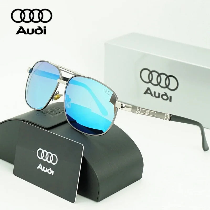 AUDI Luxury Red Gold Polarized Sunglasses Men Designer Driving Sun Glasses Male Pilot Goggles UV400 Eyewear