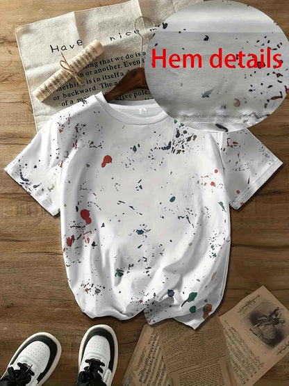 Paint Splatter Women's Tee - Artistic Graffiti Graphic, Casual Daily Wear