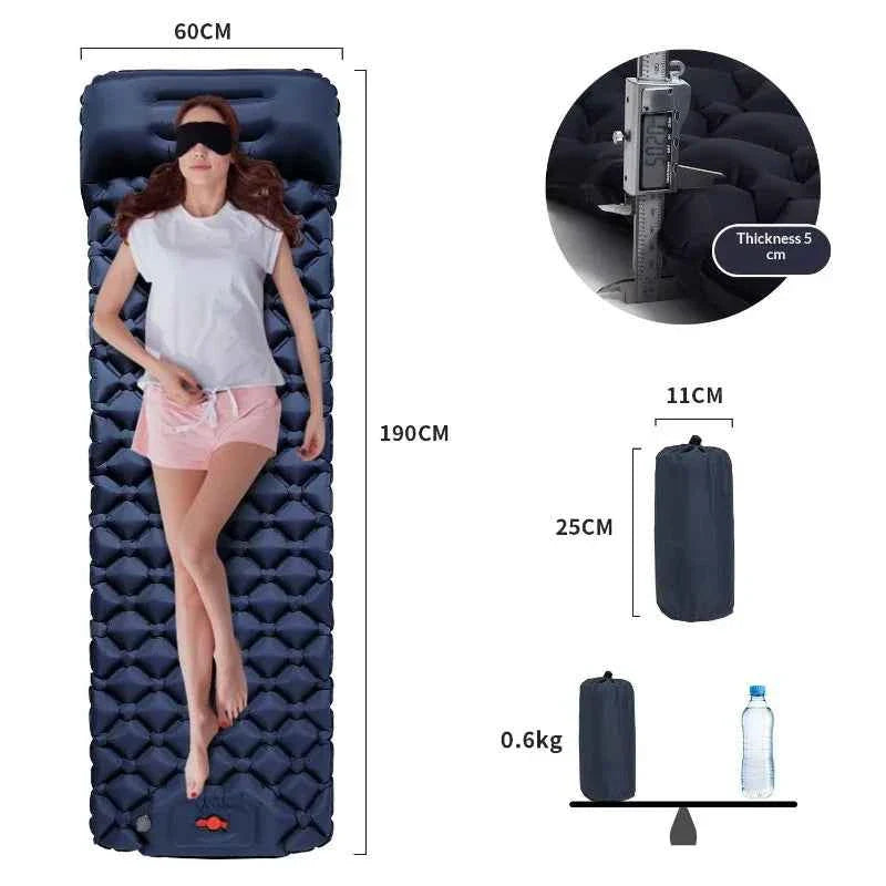 Ultralight Inflatable Camping Mattress with Pillows Built-in Pump Portable Air Sleeping Pad for Outdoor Hiking Travel Tent