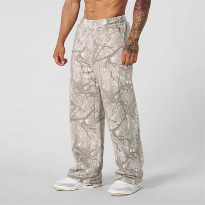 spring autumn Straight Casual Pants Men Camouflage Wide Leg Pants Breathable camouflage trousers loose Large size men sweatpants