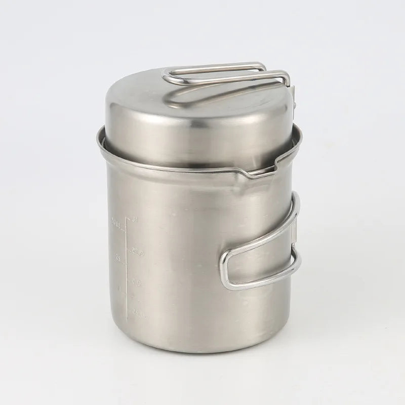 Portable Stainless Steel Wood Burning Camp Stove Set with 304 Cookware Pot for Outdoor Camping New