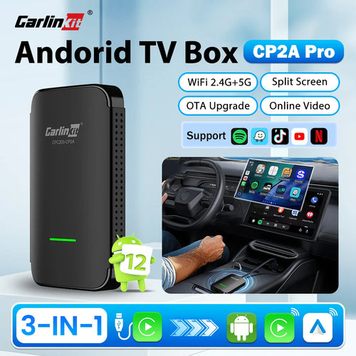 CarlinKit CP2A Pro Ai Box Wireless Adapter CarPlay Android Auto Wireless Smart CarPlay Box Support YouTube Netflix TikTok 5G USB