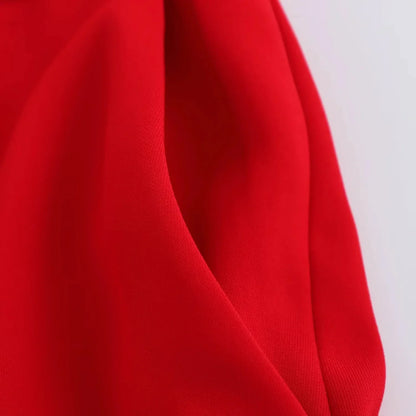 KONDALA Office Lady Chic Red Vest Blazer Suit V Neck Sashes Sleeveless Blazer High Waist Wide Leg Pants Fashion 2025 Summer Sets