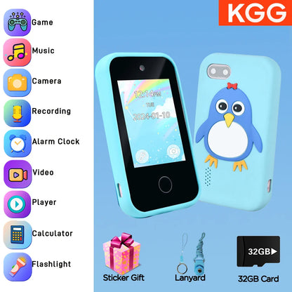 32GB Kids Smart Phone 2.8'' IPS Mini Toy Phone Music Player  28 Games Alarm Clock Flashlight Dual Camera Educational Funny Toys