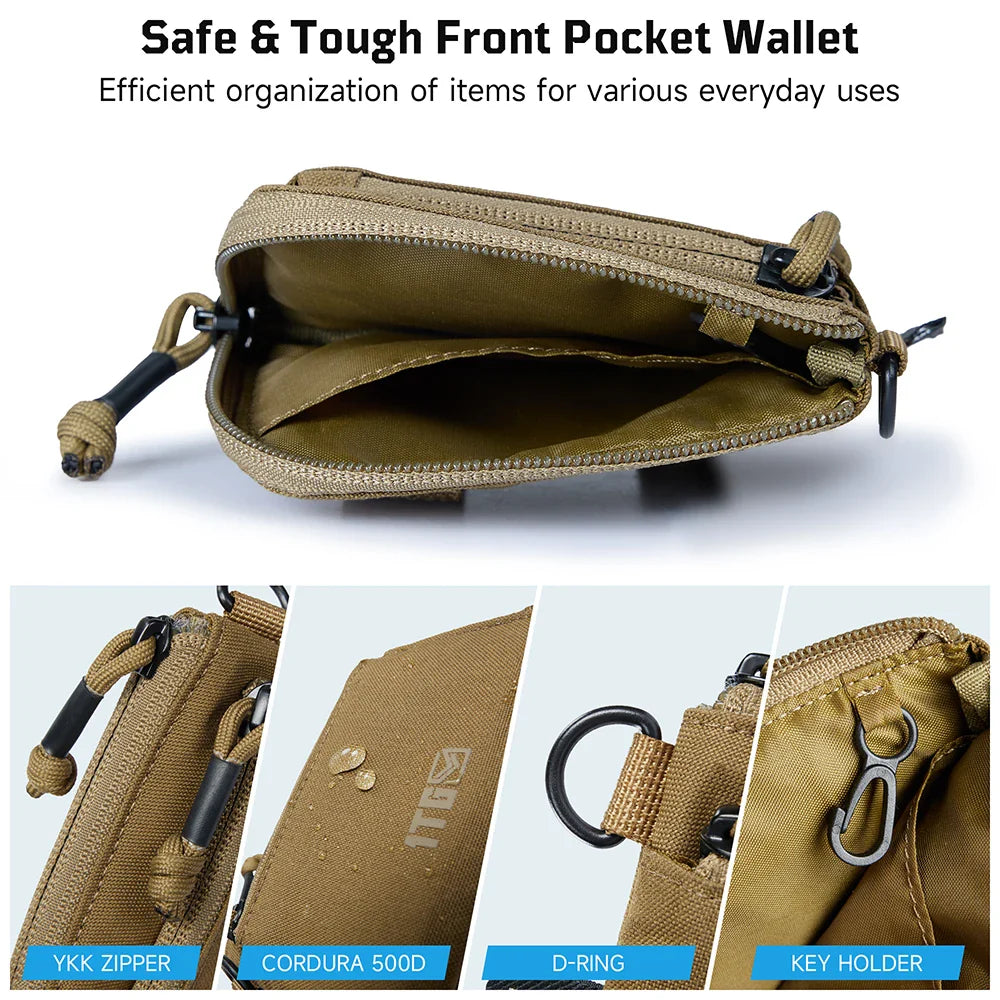 Waterproof EDC Pouch – 500D CORDURA, YKK Zipper, Multi-Attach, 4.3" x 3.5"