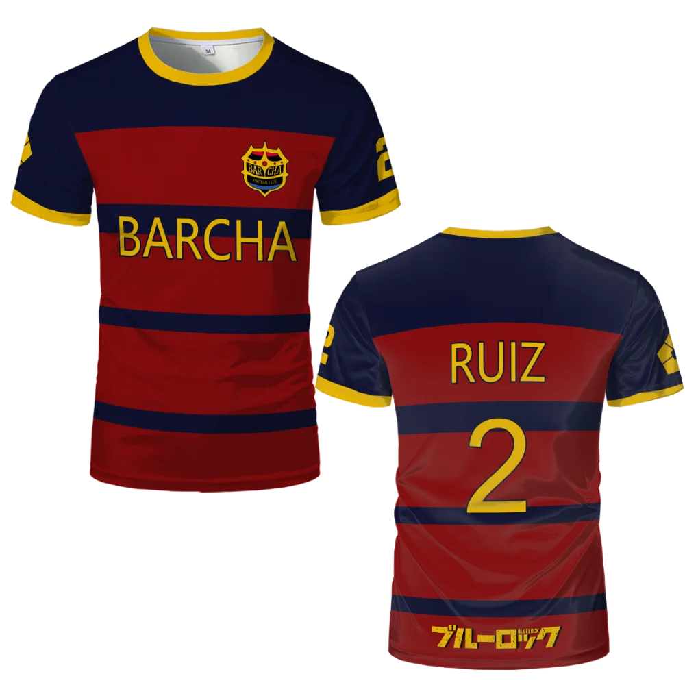 Blue Lock FC Barcha Cartoon Anime Cosplay Men Jersey Summer Short Sleeve Children Tee Tops 2024 Style Fashion Mens Boys T-shirt
