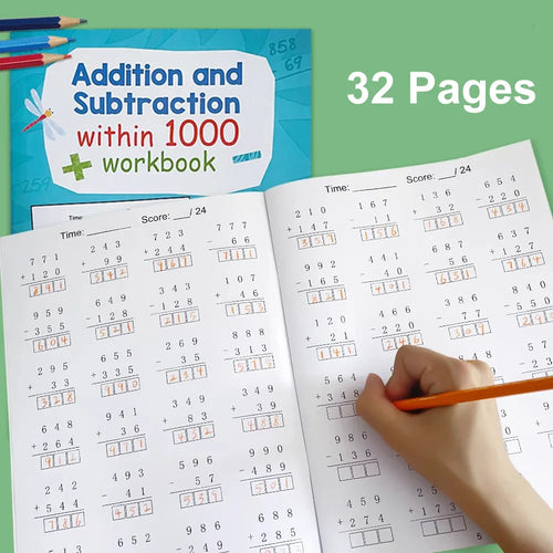 Addition And Subtraction Within 1000 Maths Workbook Primary School Training Book Arithmetic Competition Teaching Aids Montessori