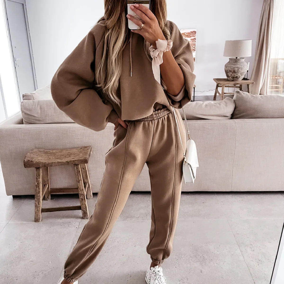 Women's Hoodie Tracksuit Jogging Set – Long Sleeve Sweatshirt & Jogger Pants, Sizes S–XL