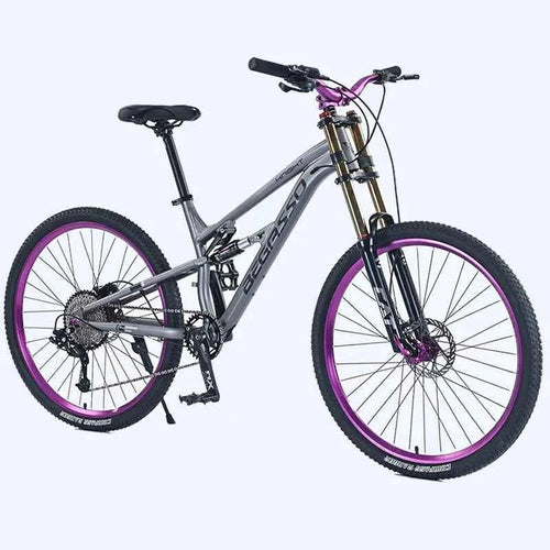 Men's Aluminum Alloy Mountain Bike – 27.5"/26" Soft Tail Full Suspension Adult MTB