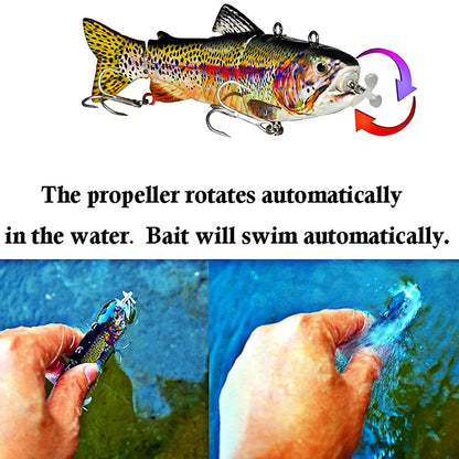 USB Rechargeable Robotic Electric Swimbait – 3.5in, Auto Swimming, Multi-Jointed, Saltwater & Freshwater