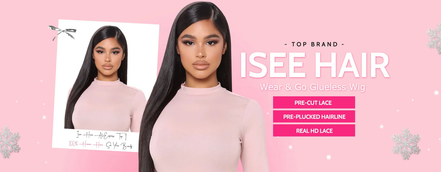 6X4 HD Lace Front Wigs Straight Glueless Wig Human Hair Ready To Wear Glueless Preplucked Wear And Go Wigs PreCut Lace ISEE Hair