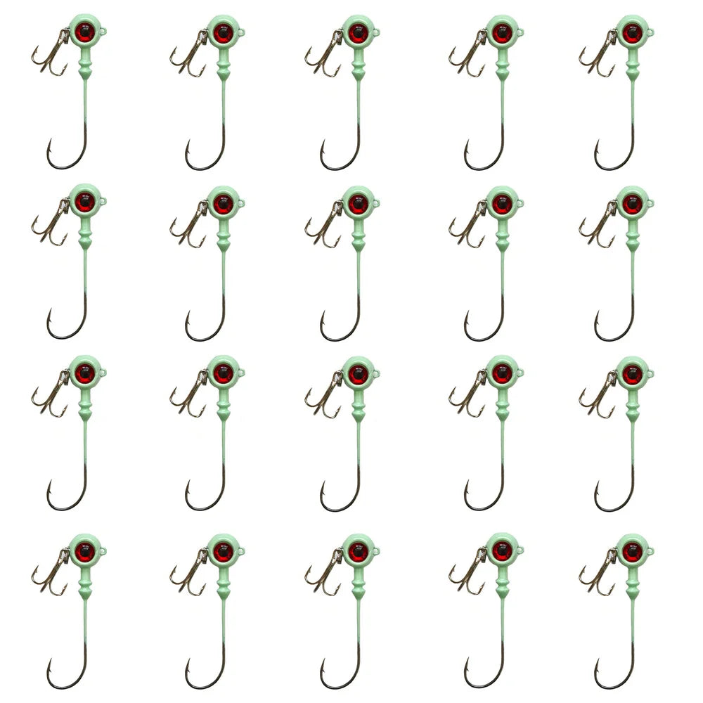 Luminous Jig Head Lure with Barbed Hooks – High-Carbon Steel, 20pcs, 5.5g–10g