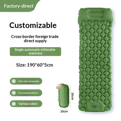 Ultralight Inflatable Camping Mattress with Pillows Built-in Pump Portable Air Sleeping Pad for Outdoor Hiking Travel Tent