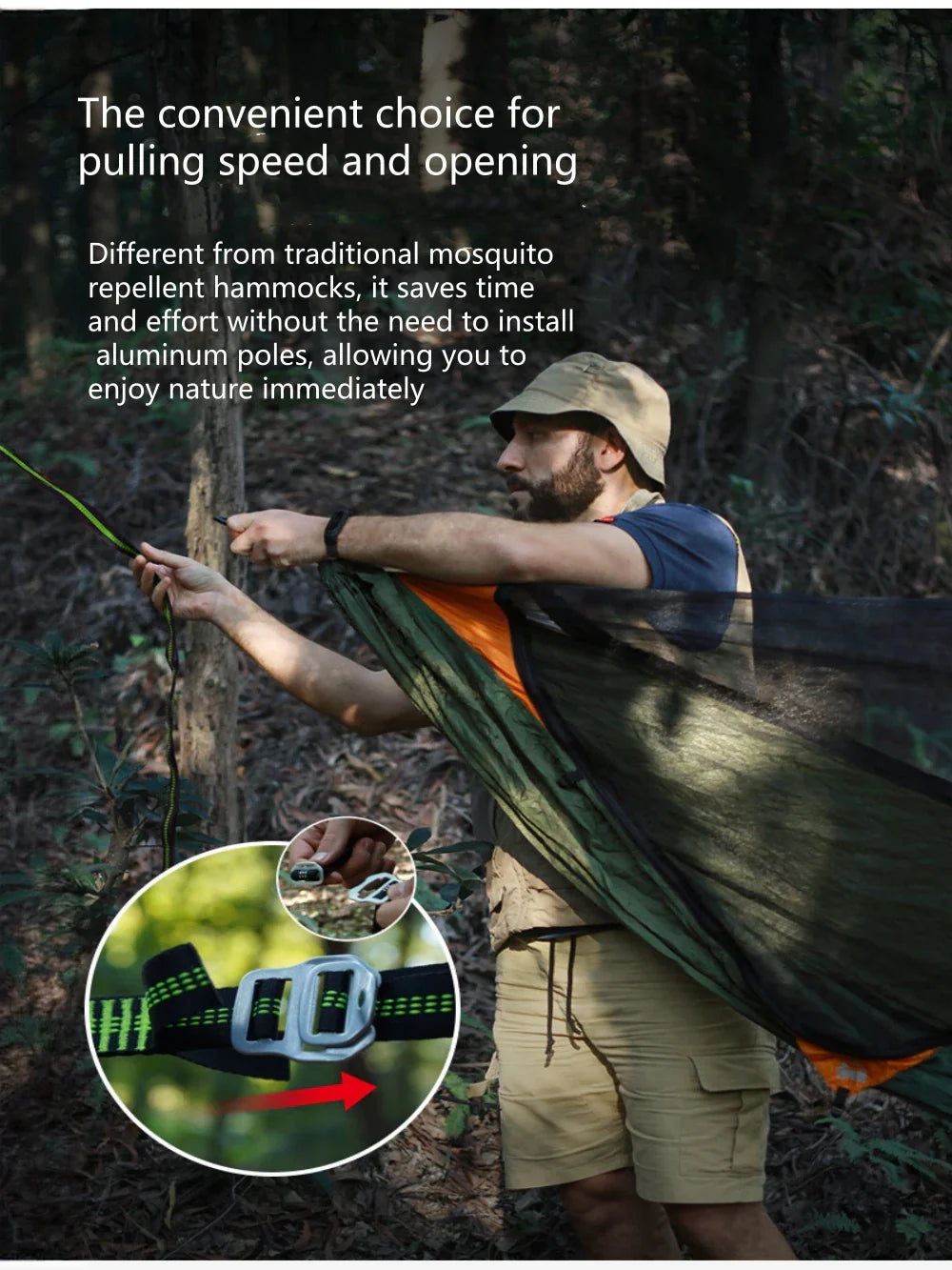 Camping Hammock With Mosquito Net Outdoor Garden Portable Awning Tent Canopy Sleeping Hanging Hammocks Swing For Nature Hike