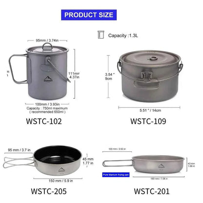Widesea Titanium Camping Cookware Set – Ultralight Outdoor Cook Set