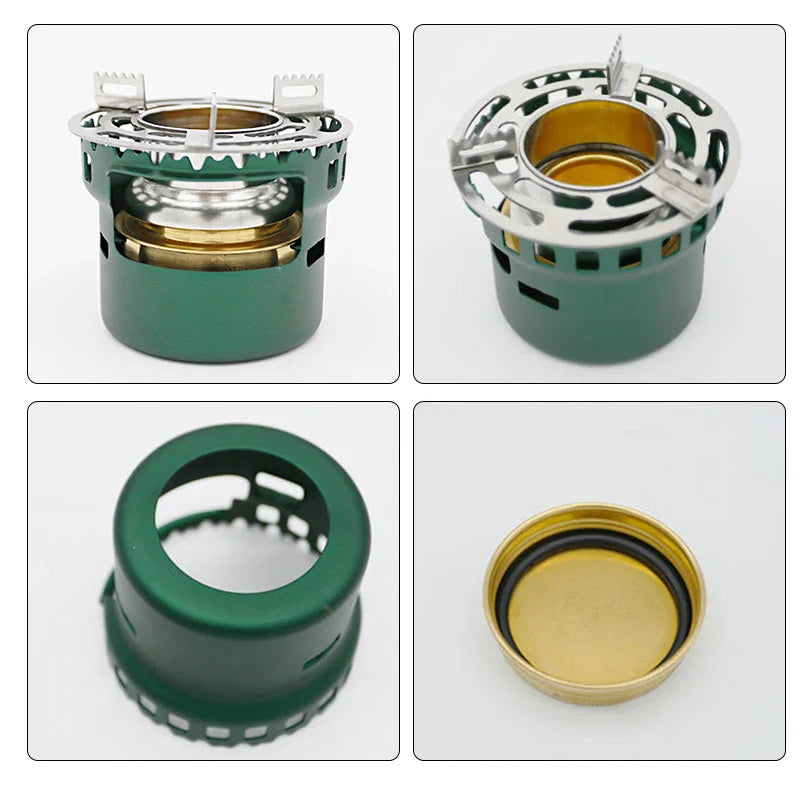 Aluminum Alcohol Camp Stove – Lightweight with Pot Stand & Storage Bag, 4 Colors