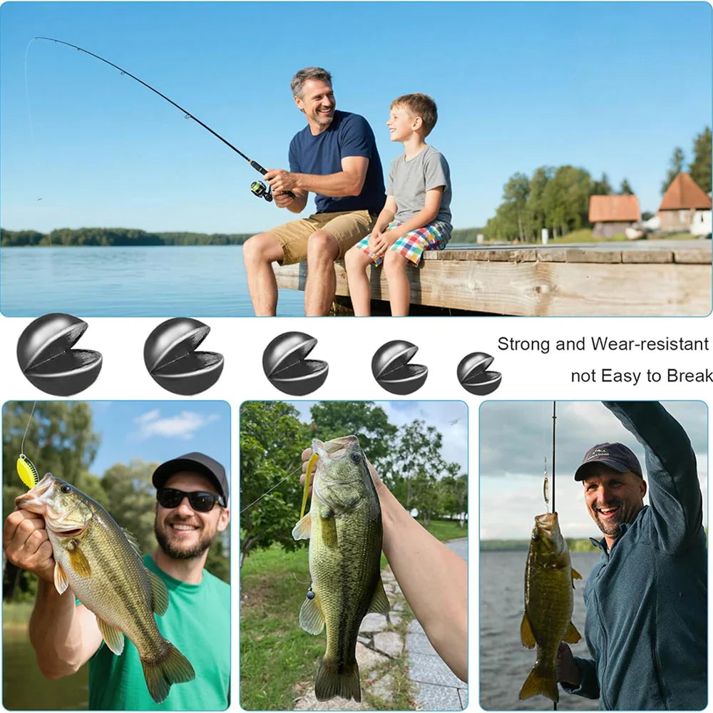 60/120 Pcs Lead Biting Set Open Lead Biting Bare Round Open Lead Raft Fishing Clip Lead Fishing Gear Lead Drop Platform Fishing