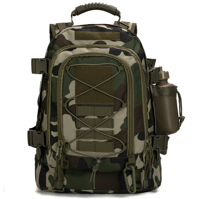 Tactical Backpack – 39–64L Expandable, MOLLE, Water-Resistant Nylon, 6 Colors