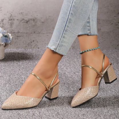 Low Heels Sandals Woman Summer Fashion High Heels Shallow Women Designer Sandals Luxury Shoes for Women Wedding Party Shoes