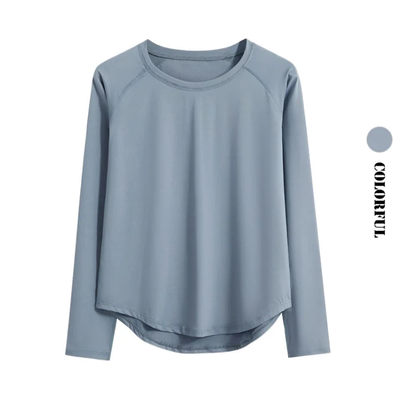 DRUR Long Sleeve Gym Top Women Breathable Quick Dry Workout T-shirt Loose Fit Running Tee Yoga Clothing Sportswear Activewear New
