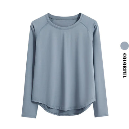 DRUR Long Sleeve Gym Top Women Breathable Quick Dry Workout T-shirt Loose Fit Running Tee Yoga Clothing Sportswear Activewear New