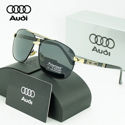 AUDI Luxury Red Gold Polarized Sunglasses Men Designer Driving Sun Glasses Male Pilot Goggles UV400 Eyewear