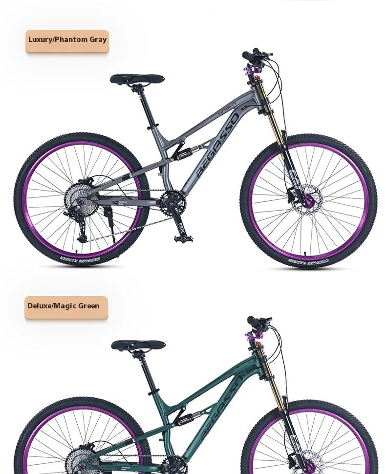 Men's Aluminum Alloy Mountain Bike – 27.5"/26" Soft Tail Full Suspension Adult MTB