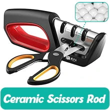 Four in one kitchen sharpener restores serrated blade knives and scissors, diamond tungsten steel