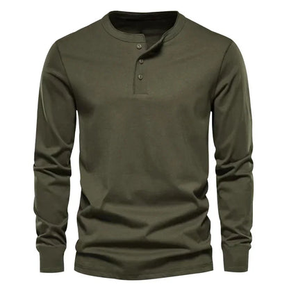 Cross-border Spring and Autumn Clothing European and American Men's T-Shirt Long-sleeved Men's Base Henry Shirt