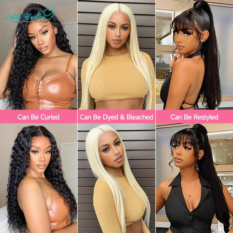 ALI GRACE Indian Straight Hair 3 Pcs Human Hair Bundles Remy Hair Extention 10-28 Inches Natural Color Straight Hair 3 Bundles