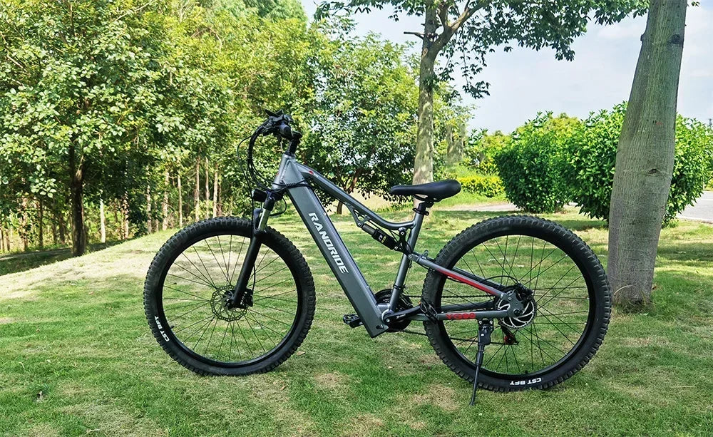 Electric Bicycle RANDRIDE YG90 1000W 48V17AH Hydraulic Brake E-bike with Full Suspension  21 Gears Shift Free Rack Electric bike