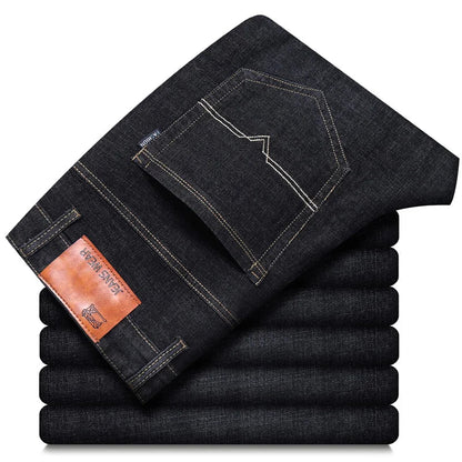 2024 NEW Men's Fashion Business Jeans Classic Style Casual Stretch Slim Jean Pants Male Brand Denim Trousers Black Blue