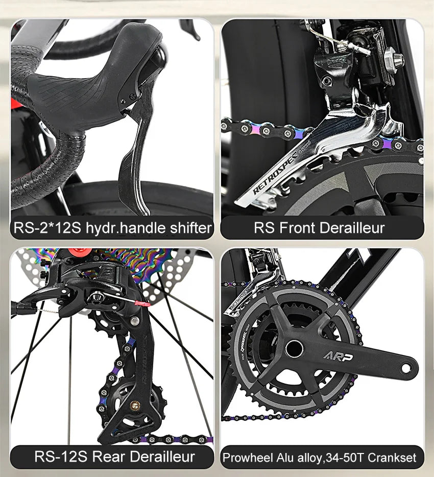 Cheap Mechanical Shifting Carbon Road Disc Bike 700*28C RS-24S Hydraulic Brake Racing Bicycle With Carbon 3K Handlebar For Sale